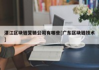 湛江区块链营销公司有哪些[广东区块链技术]